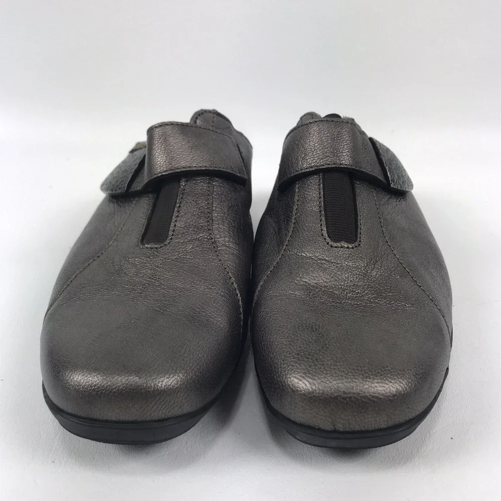 MEPHISTO Metallic Leather Slip‎ On Air Jet Walking Wedge Slides Shoes Womens 8.5